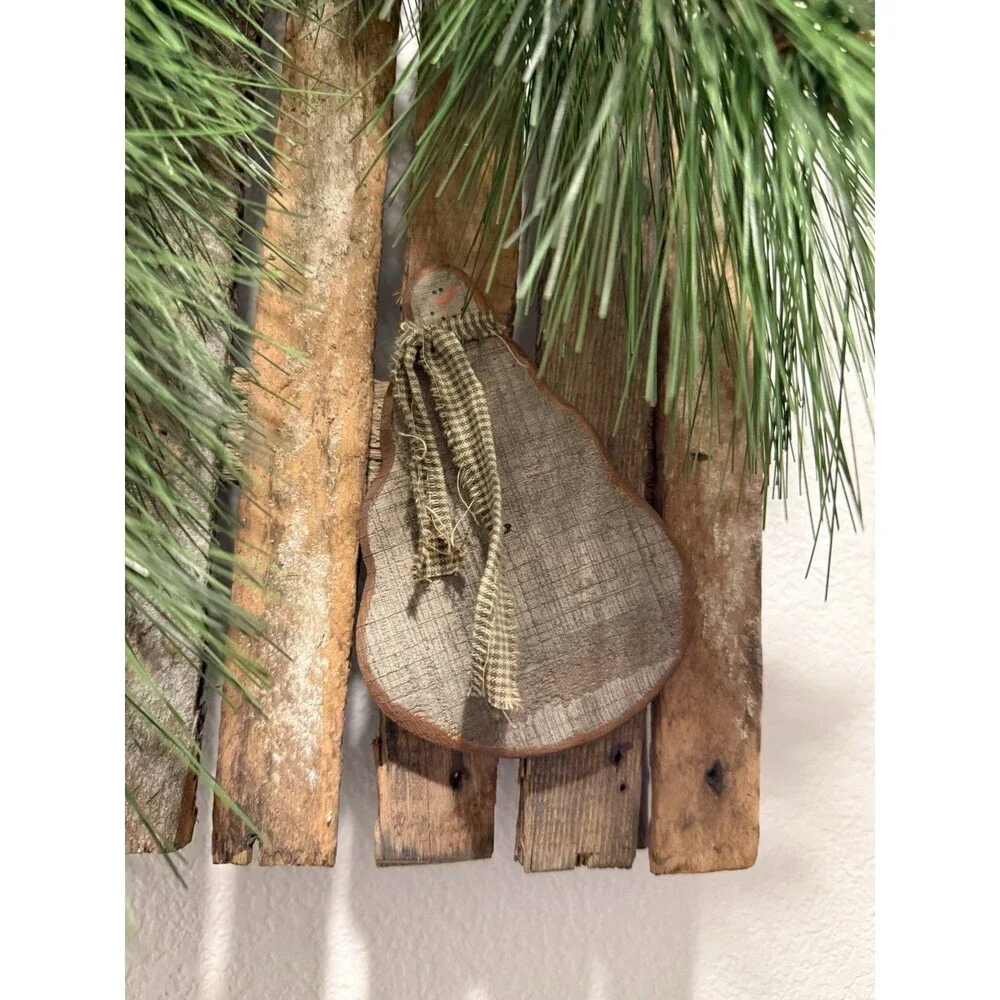 VTG primitive rustic christmas Slid Decoration 2 feet H, 11” long, 2” depth